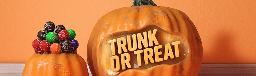 Trunk or treat carved in to a pumkin