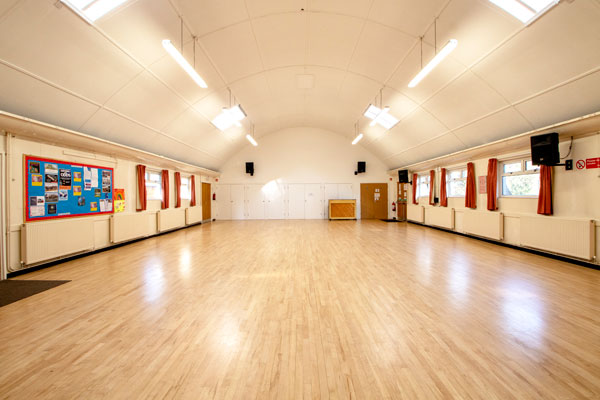 The interior view of the parish hall at Christ Church Downend